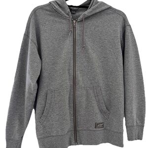 Eddie Bauer Fleeced Jacket Women’s XS Grey Zip Hoodie with Drawstring Hood